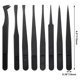thumbnail image 3 of Pinzas de plástico de precisión de 8 piezas, juego de pinzas antiestáticas de 4,5-4,8 pulgadas con puntas curvas y rectas para ensamblaje electrónico, 3 of 5