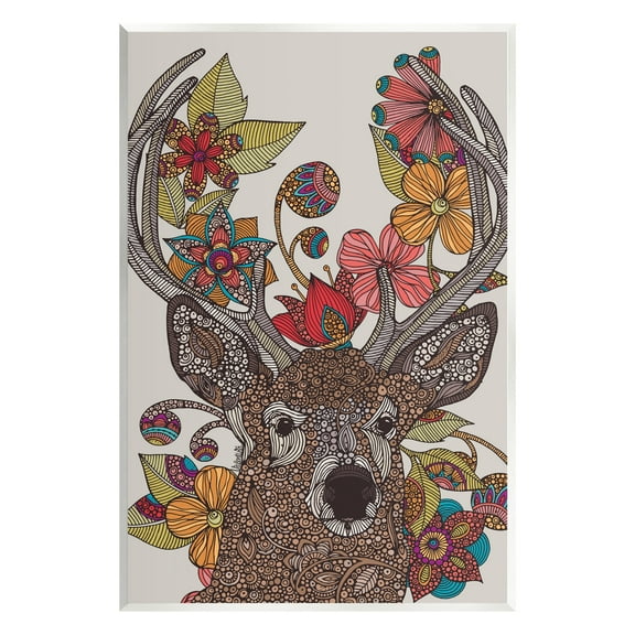 Stupell Industries Buck Deer Portrait Interwoven Flower Mandala Fractals Graphic Art Unframed Art Print Wall Art, Design by Valentina Harper
