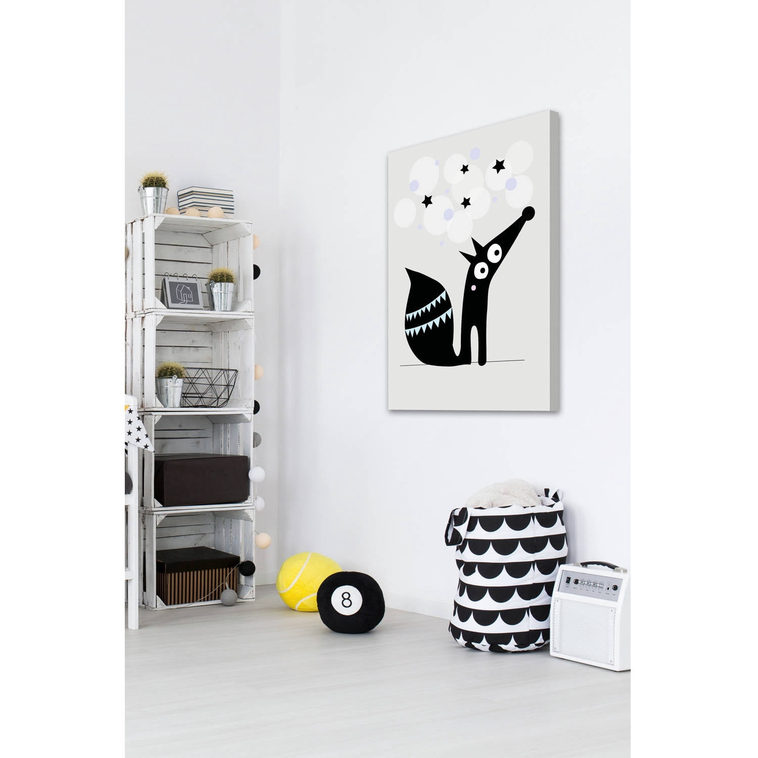 Marmont Hill "Black Star Dog" by Katarina Snygg Painting Print on Wrapped Canvas