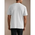 thumbnail image 2 of Mens Knit Shirt Short Sleeve Plain Button Down Beach Vacation Shirt Casual Striped Summer Top White L, 2 of 5