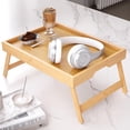 thumbnail image 3 of Bamboo Bed Table Tray with Foldable Legs, Large Breakfast Bed Tray with Handles for Food, Snack Small Laptop (Natural), 3 of 5