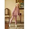 thumbnail image 3 of Arshiner Girl's 2 Piece Fall Outfits Rib-Knit Sweaters Set Knit Hoodie and Sweatpants, 3 of 7