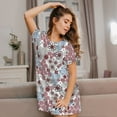 thumbnail image 3 of Naloa Abstract Floral Print Women Nightgowns,Womens Loungewear,Short Sleeve Sleepwear,Comfy Ladies Nightdress, 3 of 6