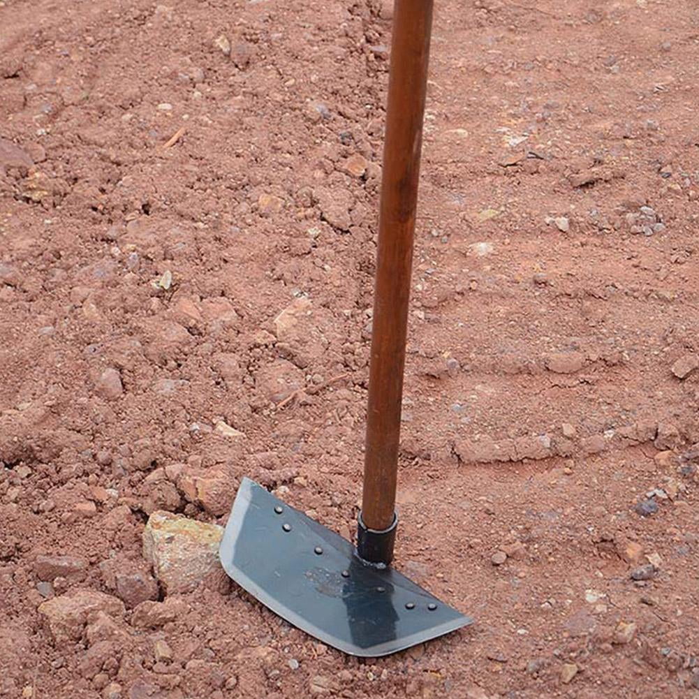 Garden Hoe, Manual Soil Tiller and Cultivator, Steel Hoe Garden Tool Anti-Rust with Non-Slip Wooden Handle Edger Weeder Shovel for Backyard Farm Planting Weeding