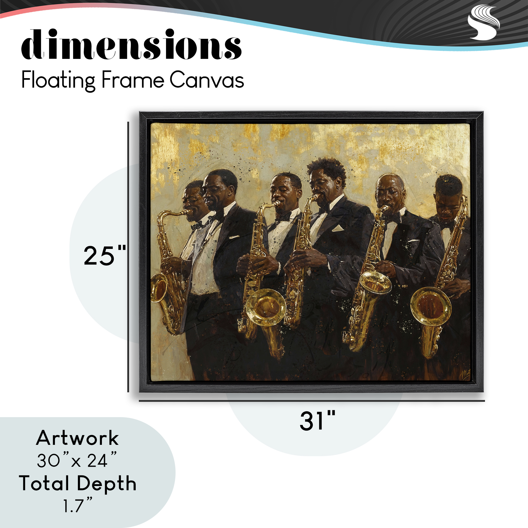 Golden Era Ensemble Black Framed Floater Canvas Wall Art, design by Marta Wiley