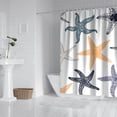 thumbnail image 3 of Marine Biology Shower Curtain - Tropical Starfish & Sea Life Patterns, Waterproof Reusable Bathroom Decor for Beach Houses,72x84in, 3 of 5