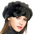 thumbnail image 1 of Gorro de invierno VECRY para mujer, boina francesa, 100% lana, vestido floral, 1 of 4