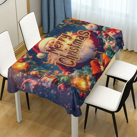 

ALAZA Santa Claus Christmas Wreath Rectangle Tablecloth Tablecover Dinning Table Cloth 60 x120