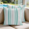 thumbnail image 2 of Pillow Covers 18x18 Set of 2, Aqua Grey Stripe Square Throw Pillow Covers for Couch/Sofa/Living Room, Farmhouse Minimalist Striped Decorative Soft Pillowcases for Couch Throw Pillows, 2 of 9