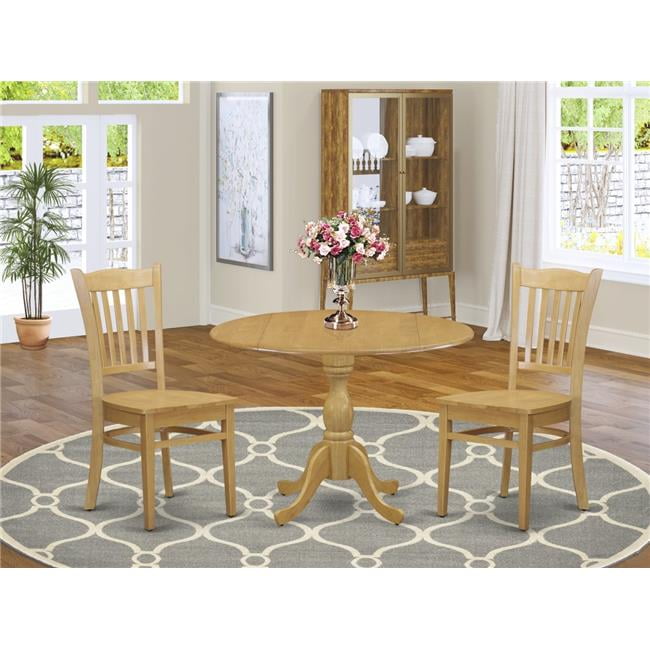 East West Furniture DMGR3OAKW 3 Piece Dining Room Table Set Oak