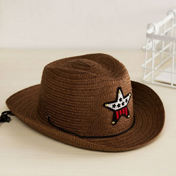 CHUOU Summer Sun Straw 6 Colours Beach Girls Boys Kids Child Western Cowboy Hat 2 To 6Y