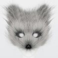 thumbnail image 4 of 3Pcs Animal Cosplay Costume Halloween Animal Foxes Cosplay Set Including Plush Foxes Mask, Tail, Gloves dark gray, 4 of 4
