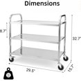 thumbnail image 2 of STRELECT Heavy Duty Stainless Steel Utility cart, Industrial Serving cart with Wheels, 3 Shelf 360°Rotation Storage Trolley with Locking Wheels, 29.5"Wx15.7"Dx32.7"H, 2 of 5