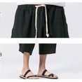thumbnail image 2 of Summer Men Baggy Harem Pants Capris Trousers Male Streetwear Joggers Solid Linen, 2 of 2