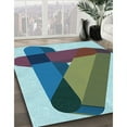 thumbnail image 2 of Ahgly Company Indoor Round Patterned Blue Lagoon Blue Area Rugs, 5' Round, 2 of 6