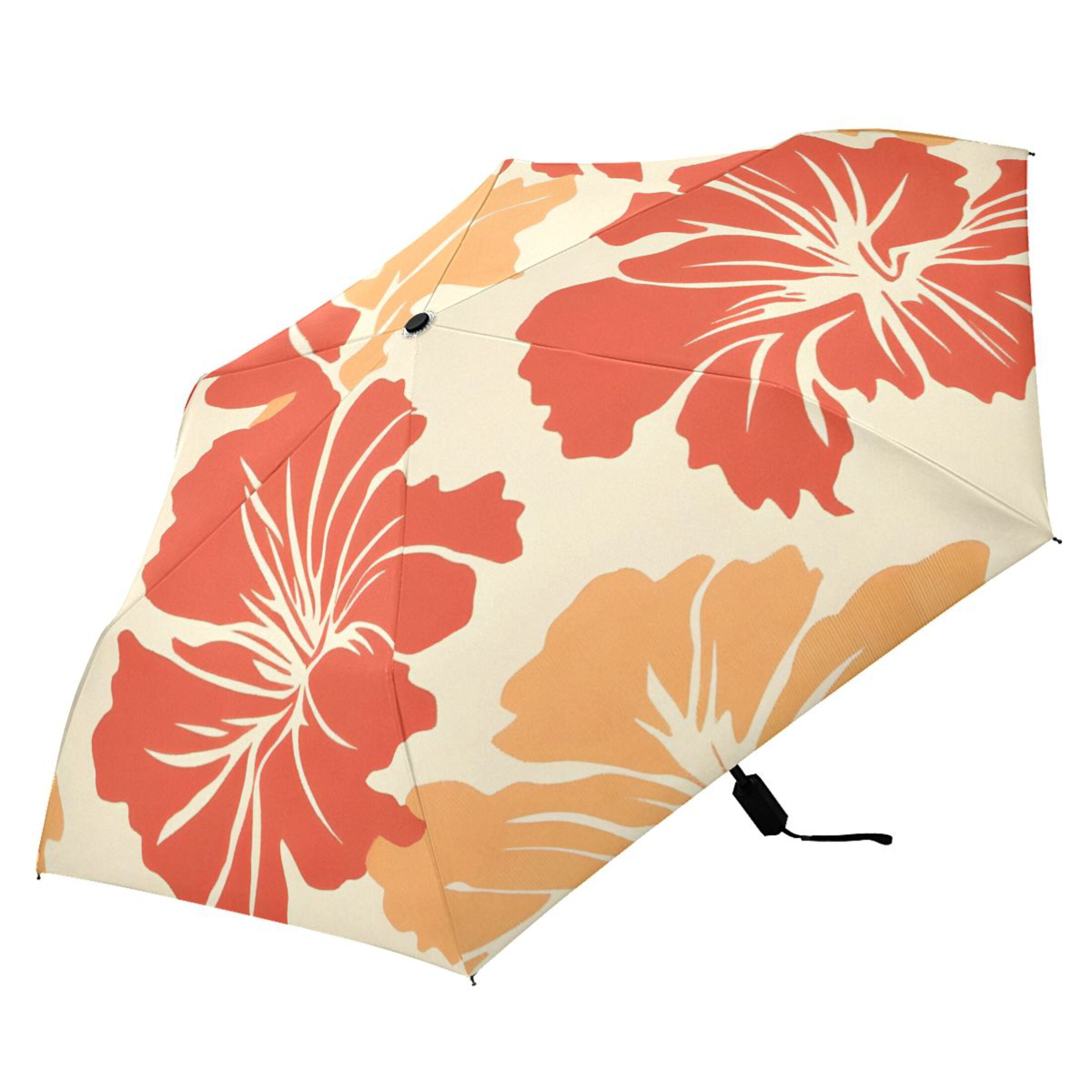 ALAZA Elegant Tropical Floral-h9 UPF 50+ Compact Folding Umbrella for Rain Travel Umbrella Packable