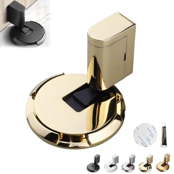Mechanical Floor Door Stopper New Upgraded Magnetic Door Stop Free of Holes, Magnetic Door Stopper with Adhesive (Black)