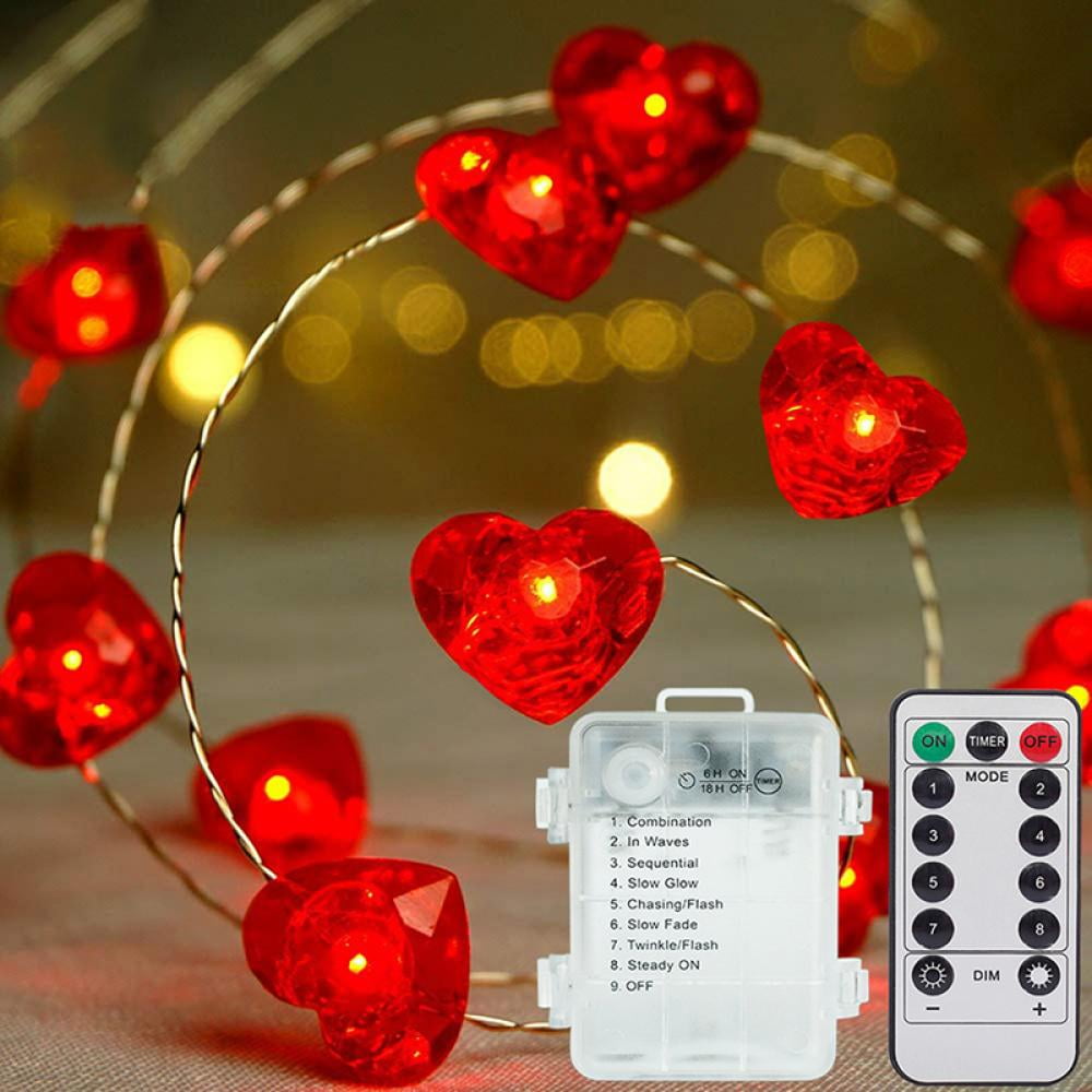 Valentine's Day Heart Shaped Light String Set Decoration Remote Control