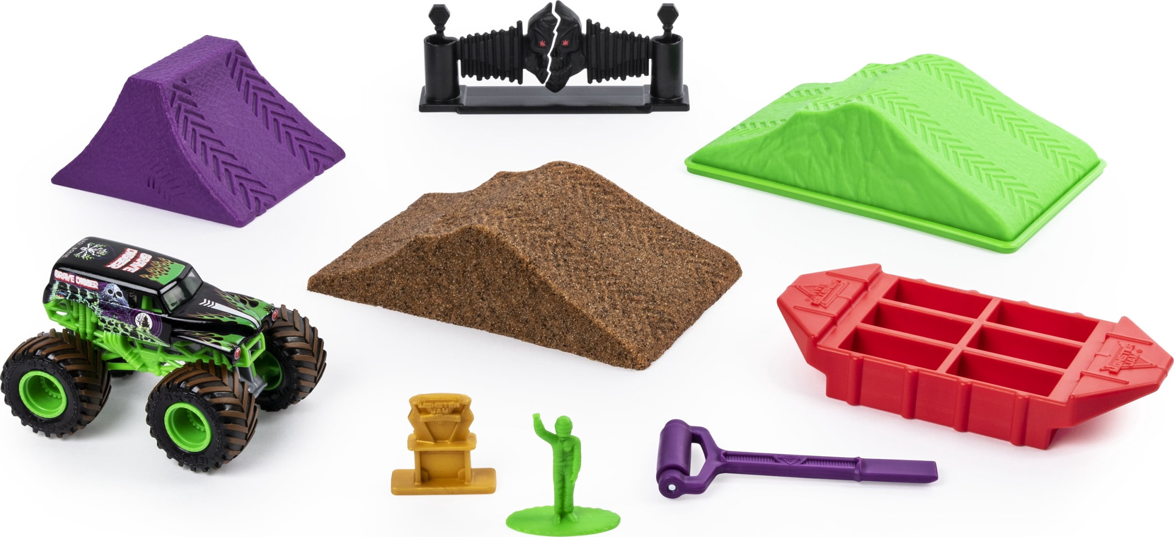 Monster Jam, Grave Digger Monster Dirt Deluxe Set, Featuring 16oz of Monster Dirt and Official 1:64 Scale Die-Cast Monster Jam Truck