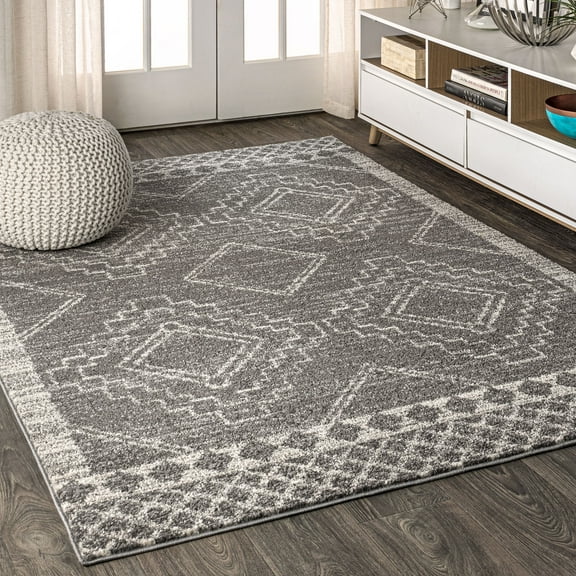 JONATHAN Y MOROCCAN HYPE 5 x 8 Area Rug, Amir Moroccan Beni Souk - Gray/Cream, MOH200C-5