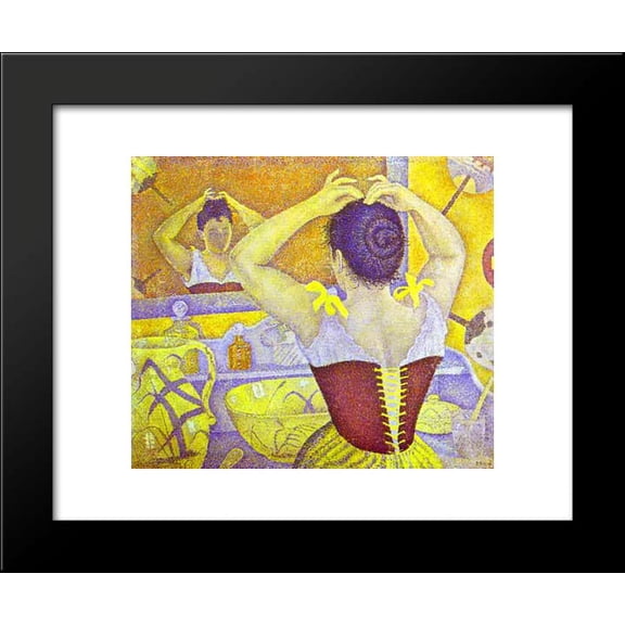 Woman at her toilette wearing a purple corset 20x24 Framed Art Print by Paul Signac