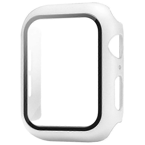 Frosted TransparentCase Compatible with Apple Watch 44MM, 2 in 1 Protection PC Hardening Case and HD Tempered Glass Film for iwatch 44MM Accessory Scr