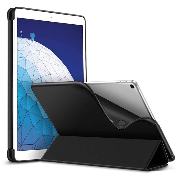 Smart Case Designed for iPad Air 3 10.5" 2019, Flexible TPU Back Cover with Rubberized Coating, Auto Sleep/Wake and Viewing/Typing Stand for iPad Air (3rd Gen)2019 BLACK