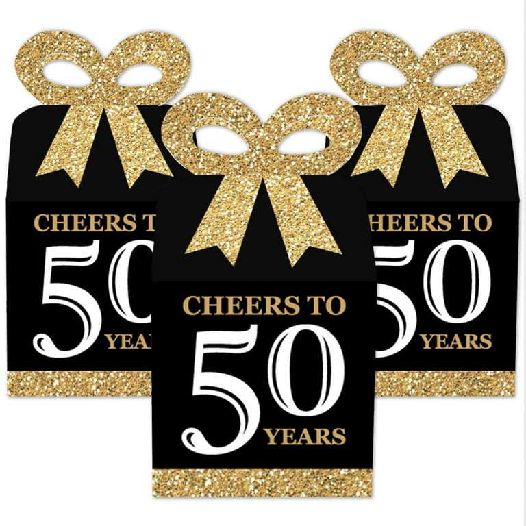 16 Pack 50th Birthday Gift Bags Cheers to 50 Years Ideas Party Favors Bags  Black and Gold Treat Bags Paper Candy Goodie Bags with Handles for Birthday