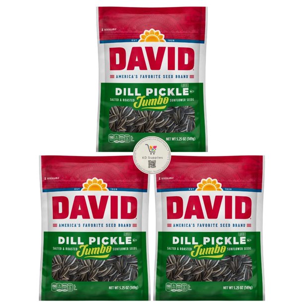 David's Salted & Roasted Sunflower Seeds, Pack of 3 5.25 oz Bags Dill