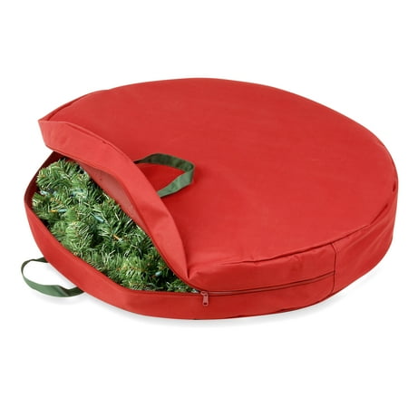 Honey-Can-Do 30" Polyester Wreath Storage Bag with Handles, Red