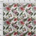 thumbnail image 2 of oneOone Cotton Cambric White Fabric Floral & Leaves Tropical Dress Material Fabric Print Fabric By The Yard 56 Inch Wide, 2 of 4