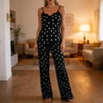 thumbnail image 2 of QIbmong Summer Pajama Sets for Women Polka Dot Sleeveless Nightwear Camisole Tops Loose Pants Casual Soft Pjs Outfits(Black,XL), 2 of 6