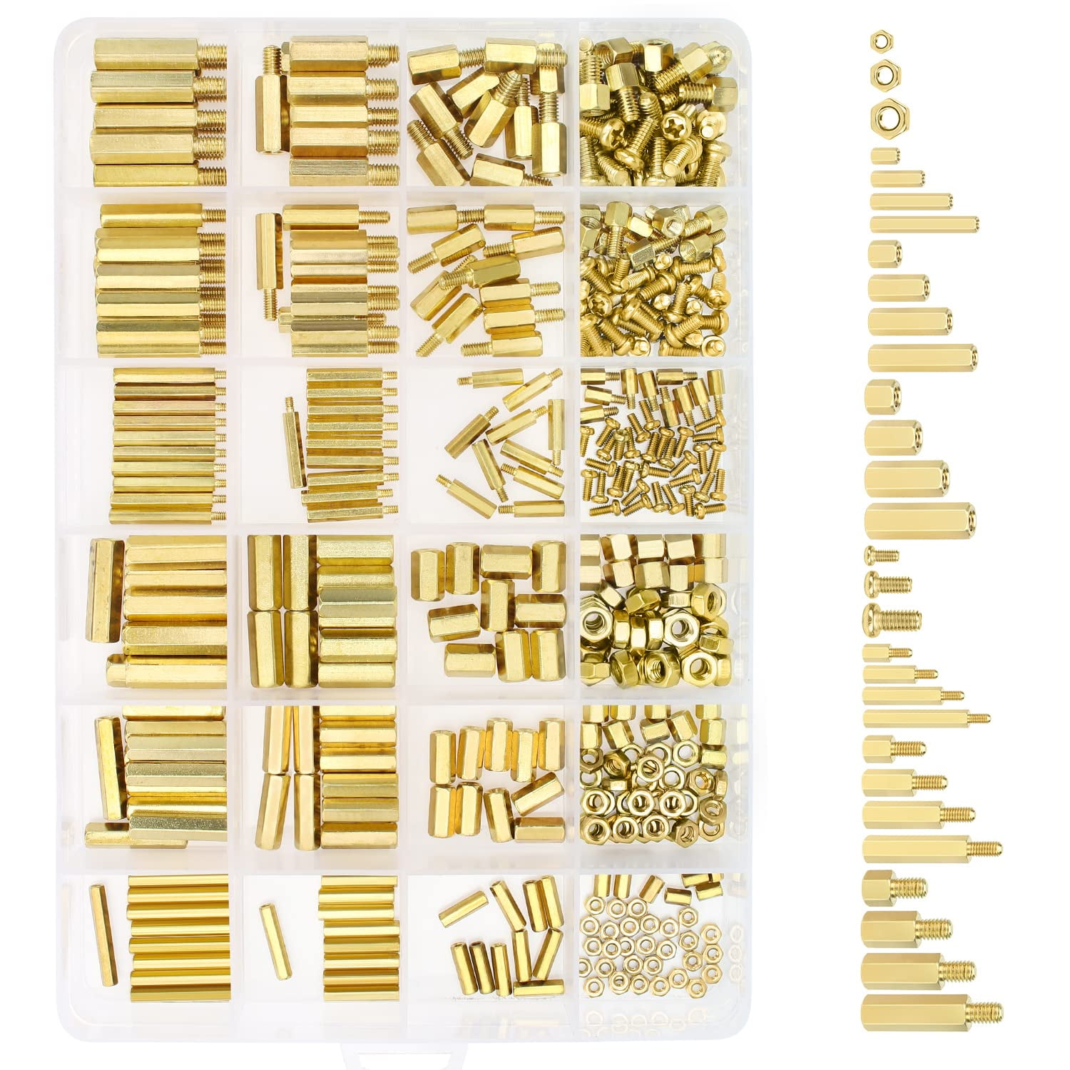 422-Piece Brass Spacers & Standoffs Kit - M2 M3 M4 Hex Nuts, Screws, Pillars For PCBs & DIY