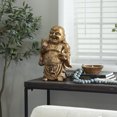 thumbnail image 2 of 11" x 17" Bronze Polystone Meditating Buddha Sculpture with Engraved Carvings and Relief Detailing, by DecMode, 2 of 8