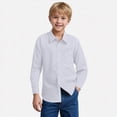 thumbnail image 2 of Ccpelsie Boys School Uniform Shirt Long Sleeve Solid Button Down Dress Shirt with Button Cuffs for Daily Wear and Special Events(A-White,7-8 Years), 2 of 9