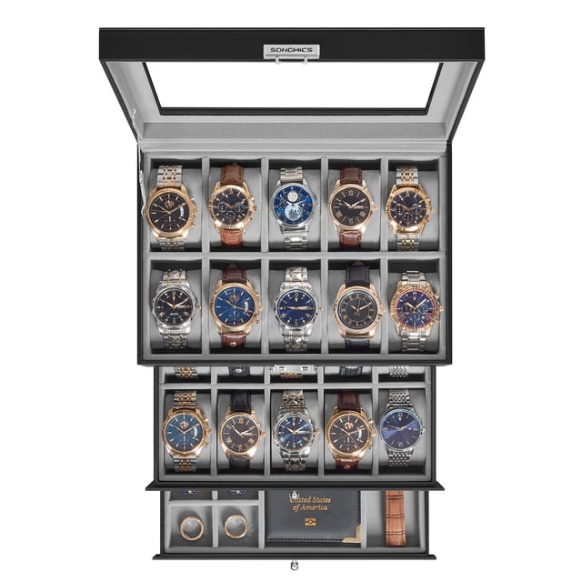 Caja para relojes SONGMICS UJWB036B101, organizador de 20 compartimentos