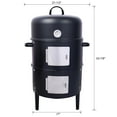 thumbnail image 2 of Vertical Steel Charcoal Smoker, Heavy Duty BBQ Smoker Grill With 2 Cooking Area, 2 Access Doors, And Thermometer For Backyard Patio Camping, 2 of 7