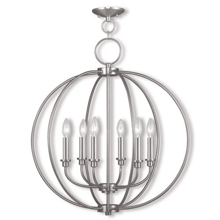 

Chandeliers 6 Light Milania With Brushed Nickel Finish size 25 in 360 Watts - World of Crystal