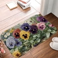thumbnail image 5 of 1pc Pansies Absorbent Non-Slip Bathroom Thickened Flannel Rug Decor,Soft,Quick Drying,Suitable For Indoor/outdoor Use,Bathrooms,Bedrooms,Kitchens,Terrace,Laundry Rooms,16"x24", 5 of 9