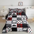 thumbnail image 1 of Erosebridal Jungle Bear Bedding Queen Comforter Set, Rustic Hunting Down Comforter, Plaid Patchwork Decor, 3-Piece, 1 of 8