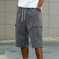 thumbnail image 4 of Homeyce Cargo Short for Men Knee Length Elastic Waist Cargo Shorts 2025 Summer Casual Relaxed Fit Bermuda Short with Pockets No Belt Big Tall Men's Shorts,Dark Gray L, 4 of 4