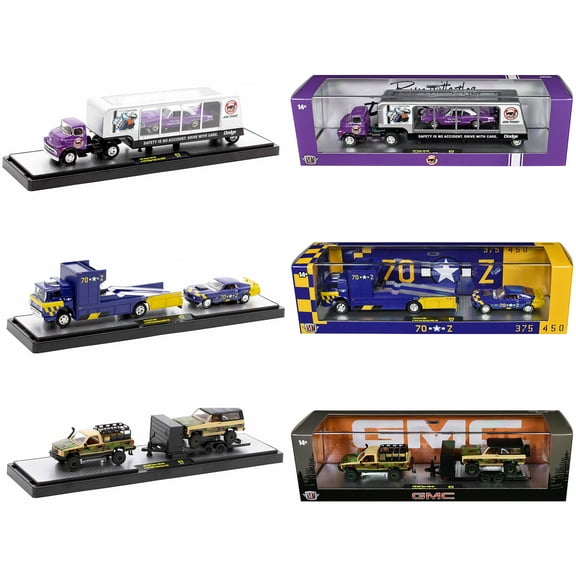 Auto Haulers Set of 3 Trucks Release 75 Limited Edition to 8000 pieces Worldwide 1/64 Diecast Models by M2 Machines