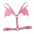 thumbnail image 4 of Arnés de pecho ajustable de cuero para mujer, cinturón de alas de murciélago, disfraz de festival Rosado, 4 of 7