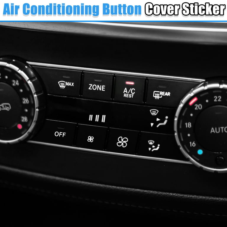 Unique Bargains Car Front Center Console Air Conditioning Button Stickers Set for Mercedes-Benz, Size: 1.38 x 0.67, Black