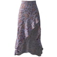 thumbnail image 5 of Wxolcjlv Womens Floral Print High Low Maxi Skirt Ruffle Slit Party Long Skirts, 5 of 5