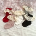 thumbnail image 3 of Toddler Girls Lace Ruffles Socks Kids Lovely Mid-Tube Socks Princess Cute Cotton Elastic Soft Socks, 3 of 4
