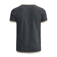 thumbnail image 5 of Rvwovn Men's Contrast Trim Short Sleeve T-Shirt - Crew Neck Summer Lightweight Tee, Cotton Linen Blend, 5 of 5