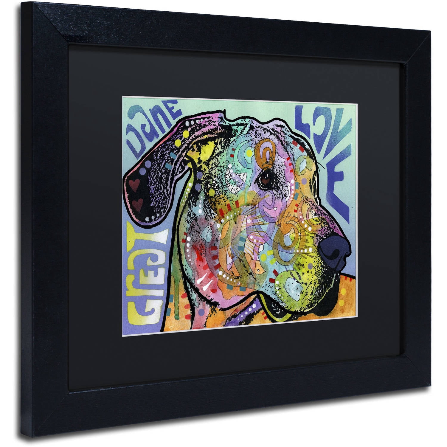 Trademark Fine Art 'Great Dane Luv' Canvas Art by Dean Russo, Black Matte, Black Frame