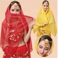 thumbnail image 2 of Belly Dance Headdress Saree Veil Performance Accessories Headchain Eyebrow Pendant Turban Veil, 2 of 6
