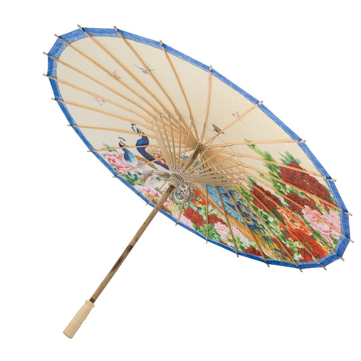 THY COLLECTIBLES Rainproof Handmade Chinese Oiled Paper Umbrella Parasol 33" Peacock & Peony
